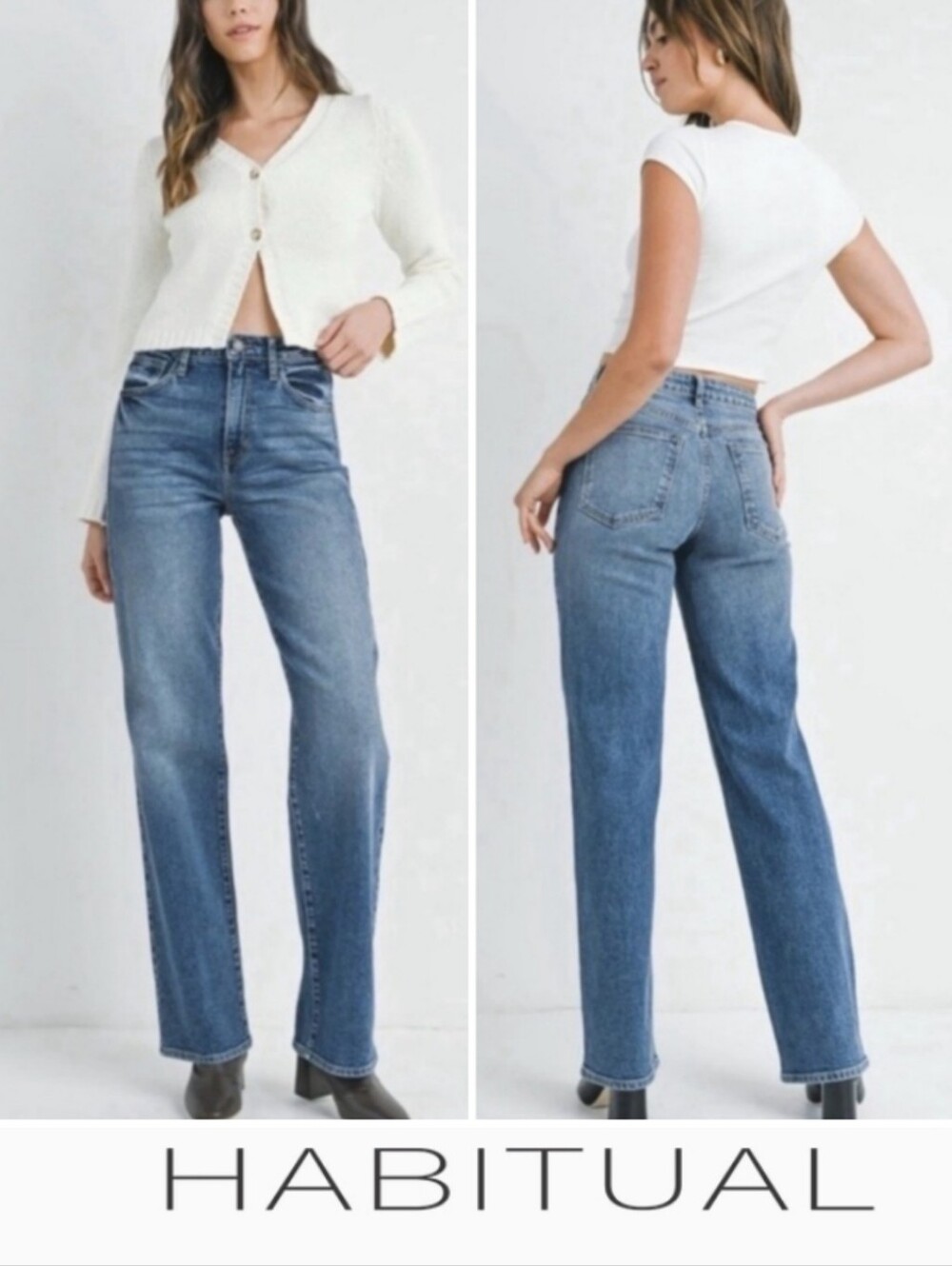 Habitual Jeans Reese High Rise Straight Leg Jeans Pacific Blue 29" Inseam